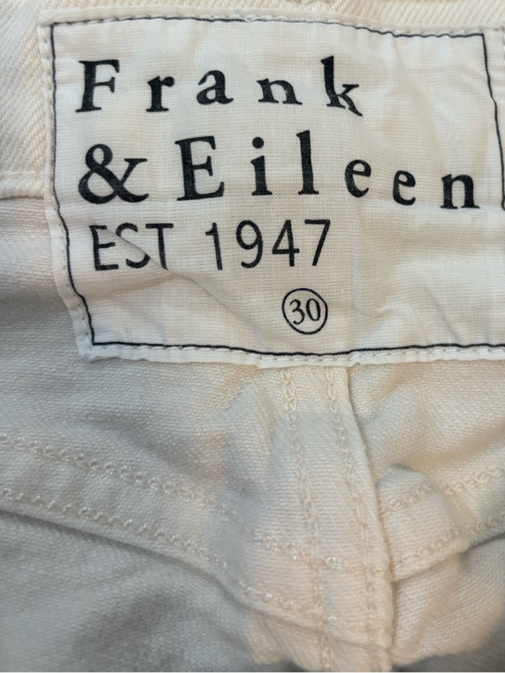 Frank & Eileen Monaghan Straight Leg Crop Raw Hem Jeans in Cream Size 30 - Picture 4 of 9